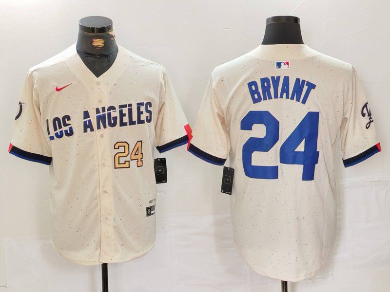 Men Los Angeles Dodgers #24 Bryant Cream Fashion Nike Game MLB Jersey style 6293